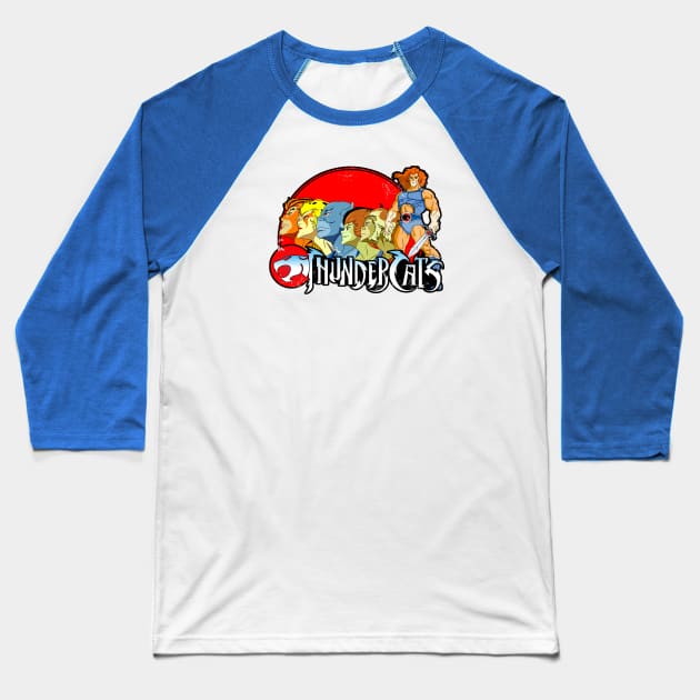 Retro Cats (Alt Print) Baseball T-Shirt by Nerdology